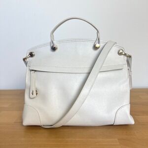 Furla Piper Leather Top Handle Bag Cream Ivory White